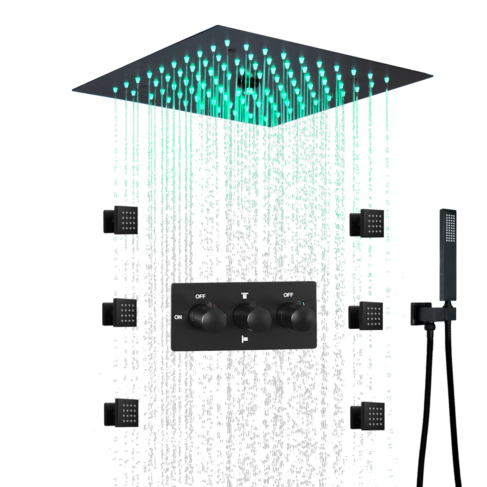 12 pulgadas baño lluvia LED temperatura constante ducha agua grifo rociador ducha máquina inyección