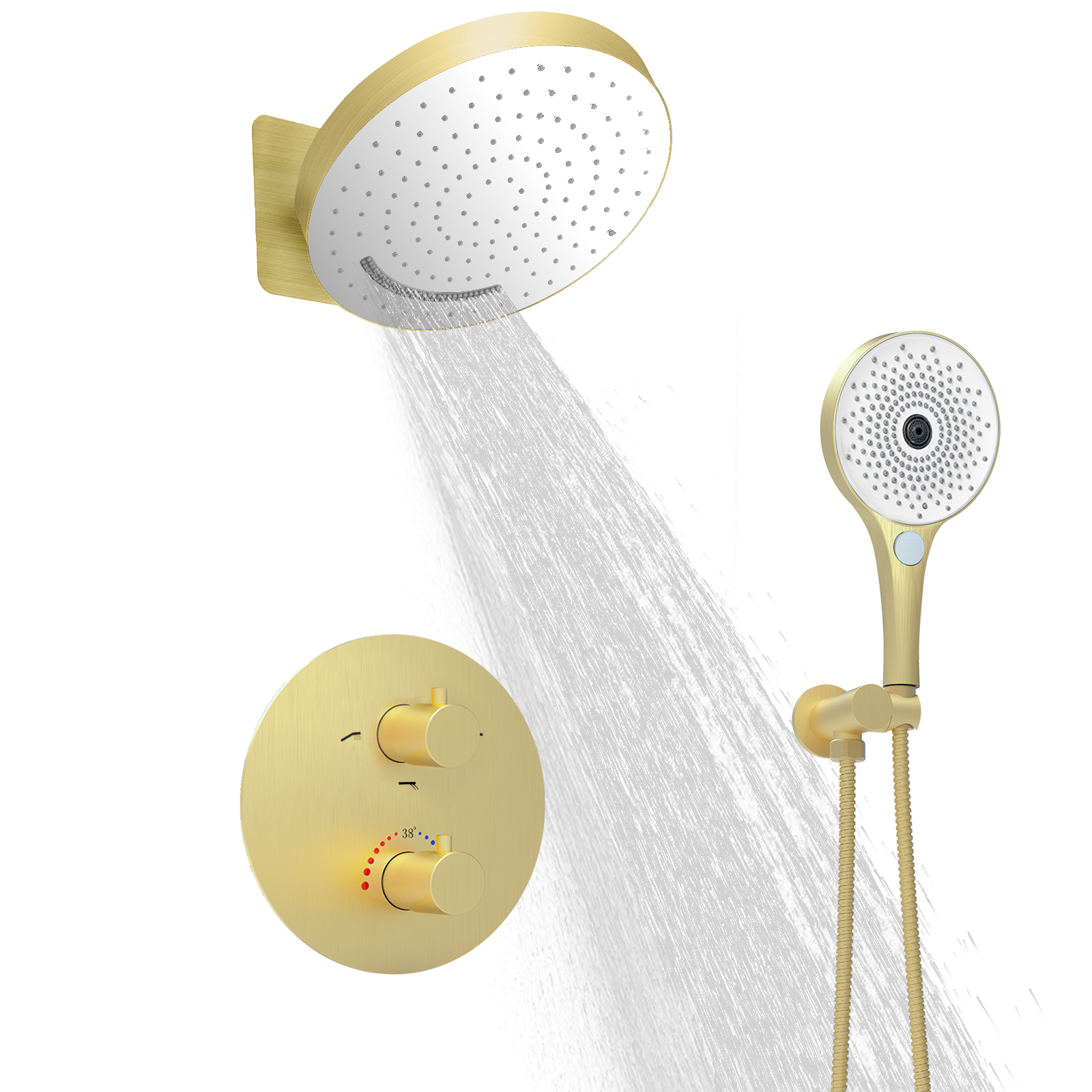 Interruptor de perilla de temperatura constante montado en la pared, sistema de grifo de agua, baño, ducha, instalación de ducha, traje de chorro de masaje