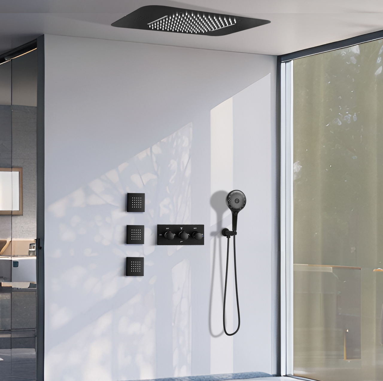 juego de cabezal de ducha negro