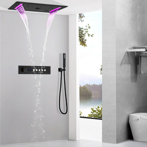 Sistema de ducha de lluvia y niebla, cascada oscura mate, pantalla Digital LED, válvula de ducha termostática, juego de ducha de SPA, grifo