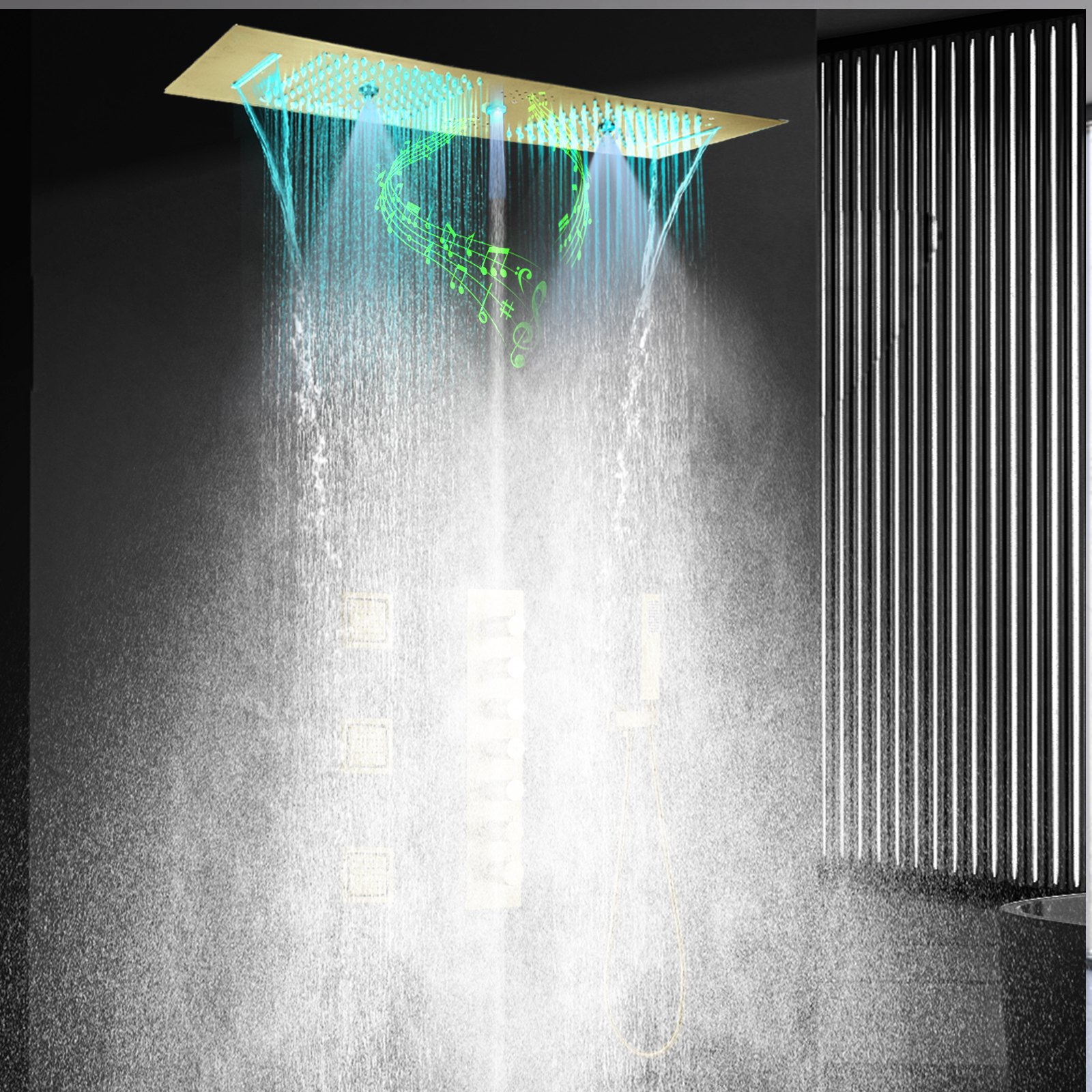 Cabezal de ducha oculto para baño, Panel de ducha LED con chorro corporal, masaje de niebla, lluvia, Spa, montado en el techo