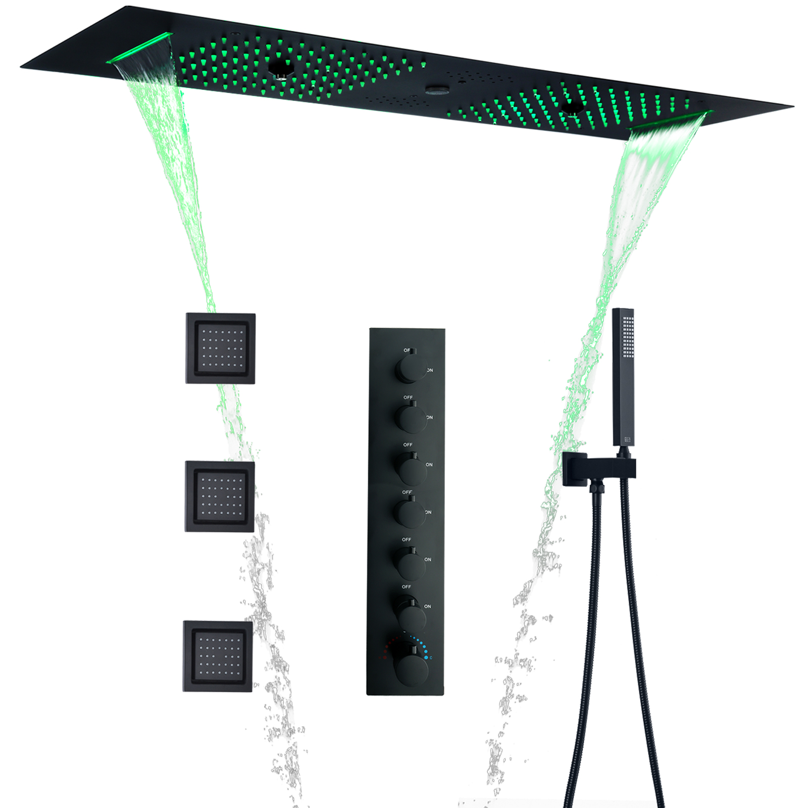 Grifo de ducha de lluvia oculto para baño, cabezal rociador de cascada de ducha de lluvia de Color de temperatura constante montado en el techo