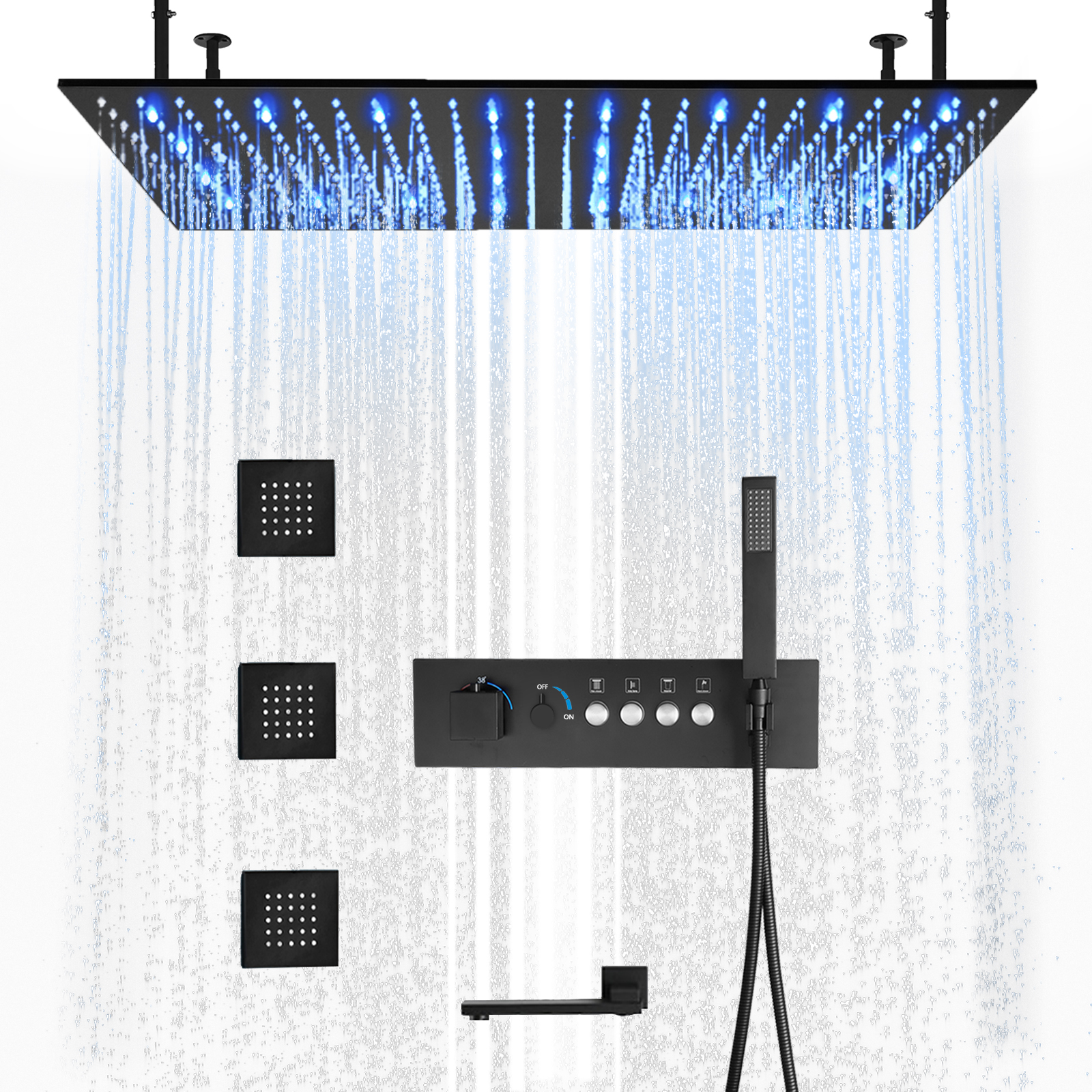 Interruptor de flujo de agua, válvula de ducha de temperatura constante, Kit de grifo de agua de bosque lluvioso de techo pequeño con ducha de mano