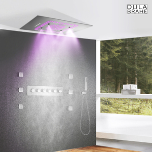 Cabezal de ducha LED empotrado en el techo, 600x800mm, con altavoces musicales, cuerpo principal termostático, grifo de ducha para baño