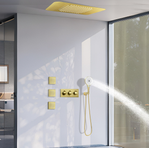Kit de chorro de lluvia con música LED para baño, sistema de grifo de agua de ducha oculto con temperatura constante, moderno, Kit de chorro