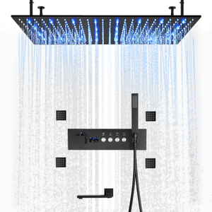 Pato negro temperatura constante número LED válvula de ducha mixta explícita cuerpo bañera grifo conjunto de sistema de cabezal de ducha