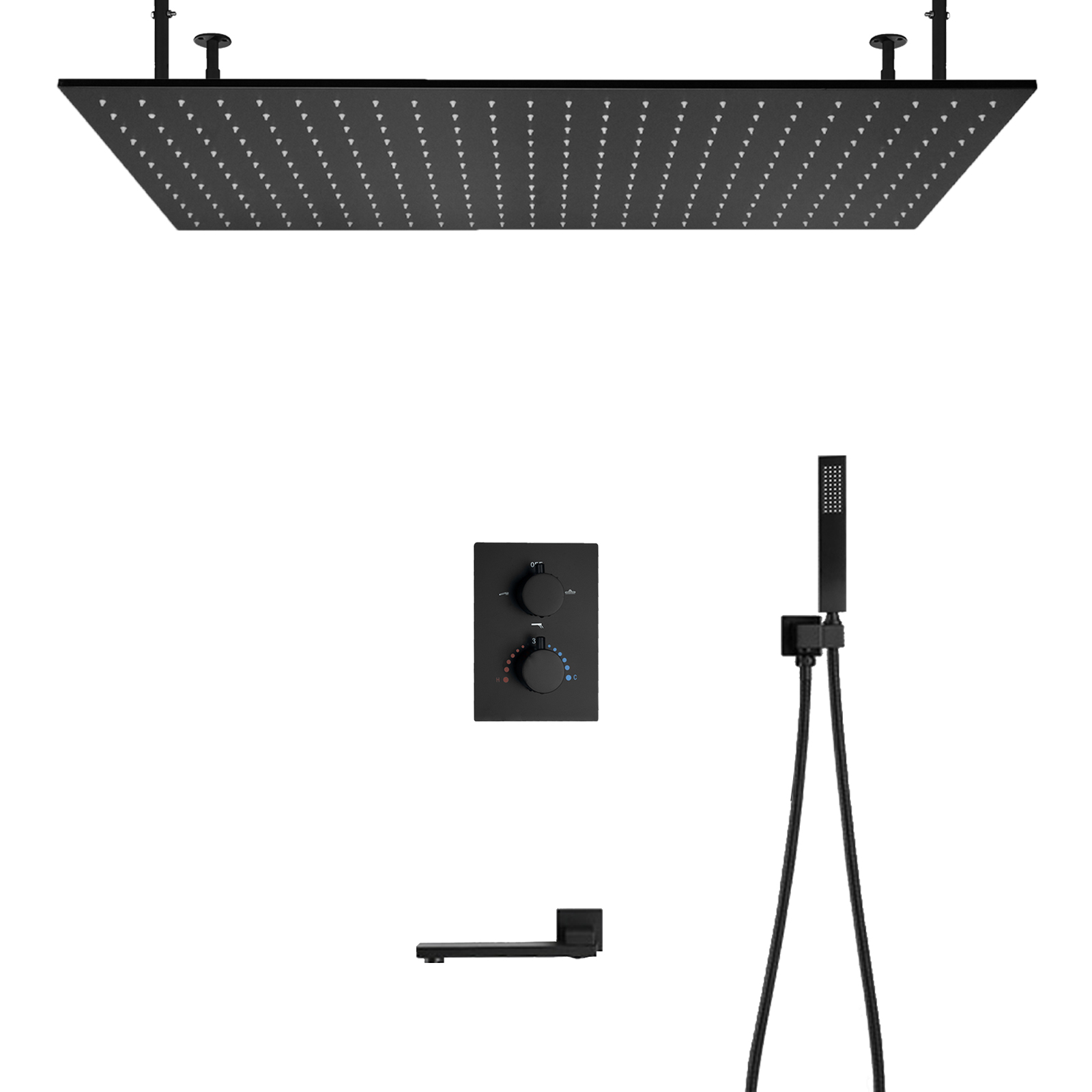 Grifo de agua negro mate moderno, Kit mezclador de ducha de temperatura constante, interruptor de perilla fuera del sistema de ducha de agua