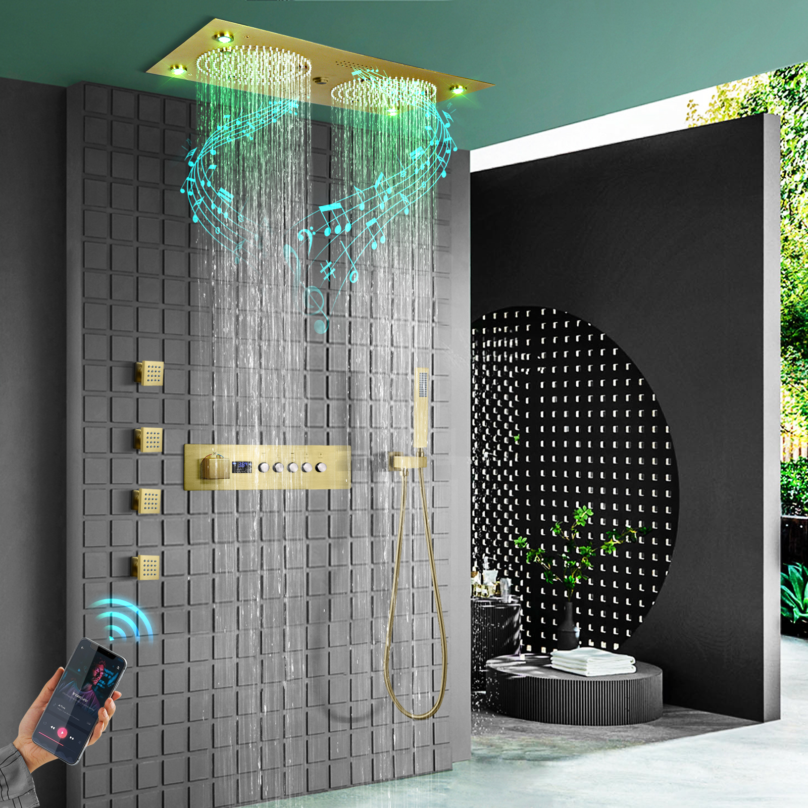 Cabezales de ducha LED, termostáticos y de acero inoxidable