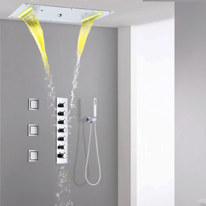 LED cromado cascada ducha sistema de ducha de lluvia baño columna de ducha oculta juego de grifo de nebulización