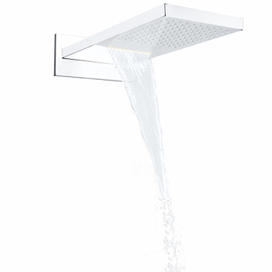 Gran oferta, cabezal de ducha cromado pulido de 50x23 CM, ducha de cascada tipo lluvia bifuncional para baño