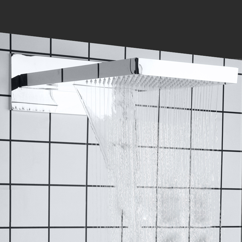 Gran oferta, cabezal de ducha cromado pulido de 50x23 CM, ducha de cascada tipo lluvia bifuncional para baño