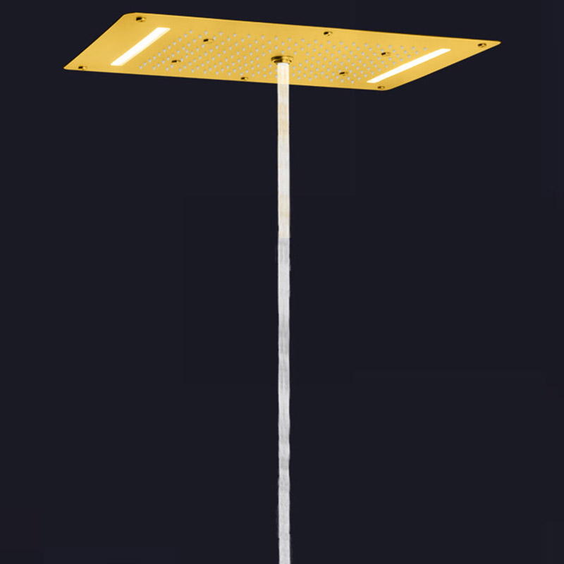 Oro cepillado 70X38 CM cabezal de ducha LED lujo baño techo burbuja cascada atomización lluvia