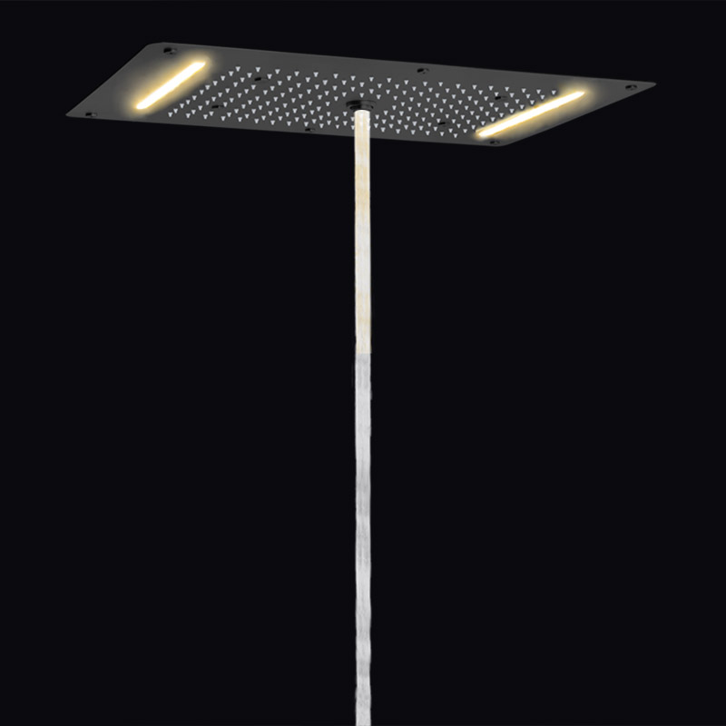 Grifos de ducha negros mate, LED de 70x38 CM, baño multifunción, ducha de Spa, cascada, lluvia, burbuja atomizadora