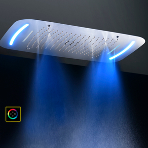 Mezclador de ducha cromado pulido 71X43 CM con panel de control LED cascada de baño atomizador burbuja lluvia