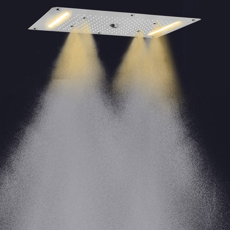 Mezclador de ducha de níquel cepillado 70X38 CM LED baño multifunción Spa cascada lluvia atomizador burbuja