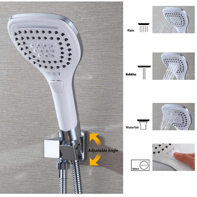 Cabezal de ducha oculto de techo de 20 pulgadas, 2 funciones, lluvia, niebla, termostático, 304 Ss, conjunto de cabezal de ducha de techo con luz LED