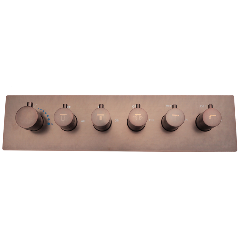 Grifo mezclador de ducha de latón oculto termostático empotrable en la pared marrón, accesorios de ducha de baño multifunción