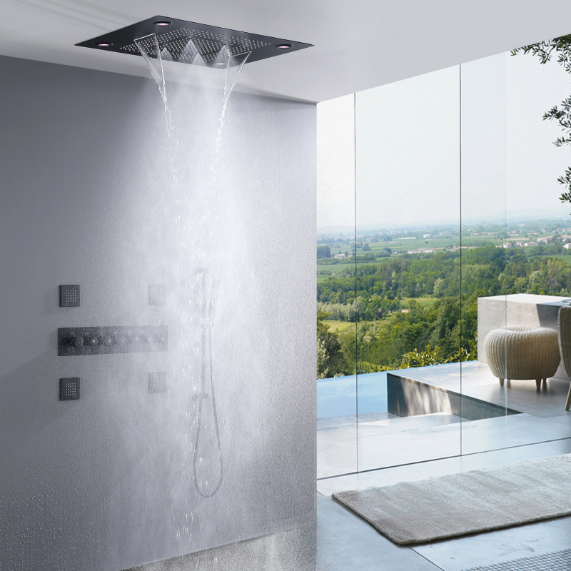 Sistema de ducha con bañera LED, cabezal de ducha tipo lluvia para baño, conjunto combinado de mano