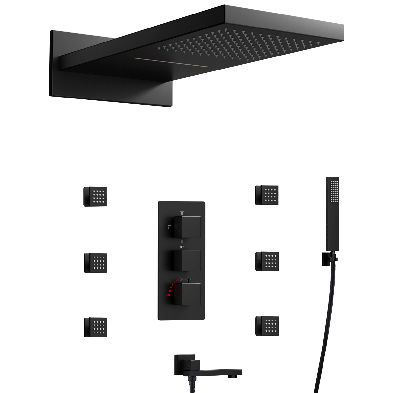 juego de cabezal de ducha negro