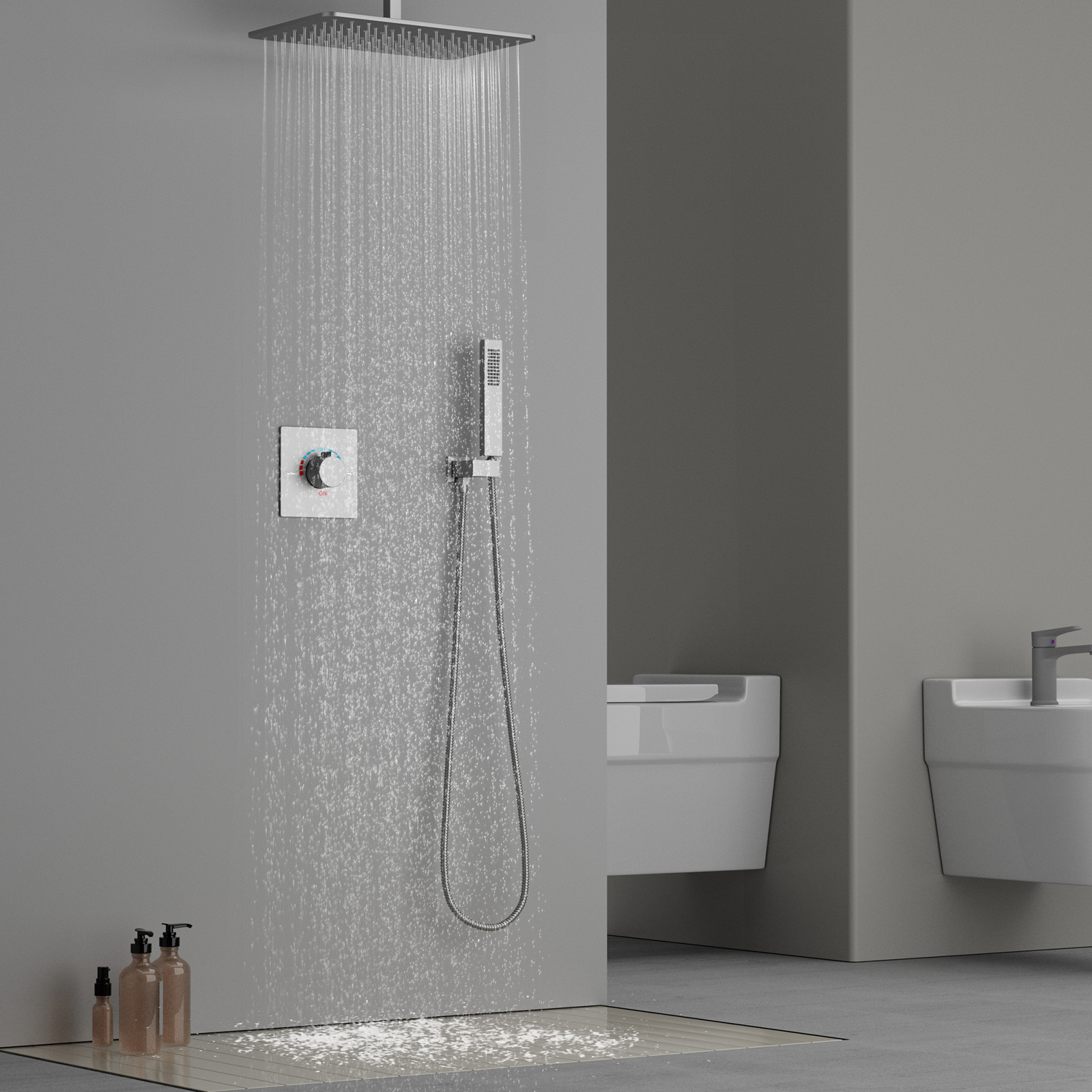 Sistema de ducha de lluvia cepillado moderno, juego de mezclador de ducha de baño de lluvia para Hotel Villa