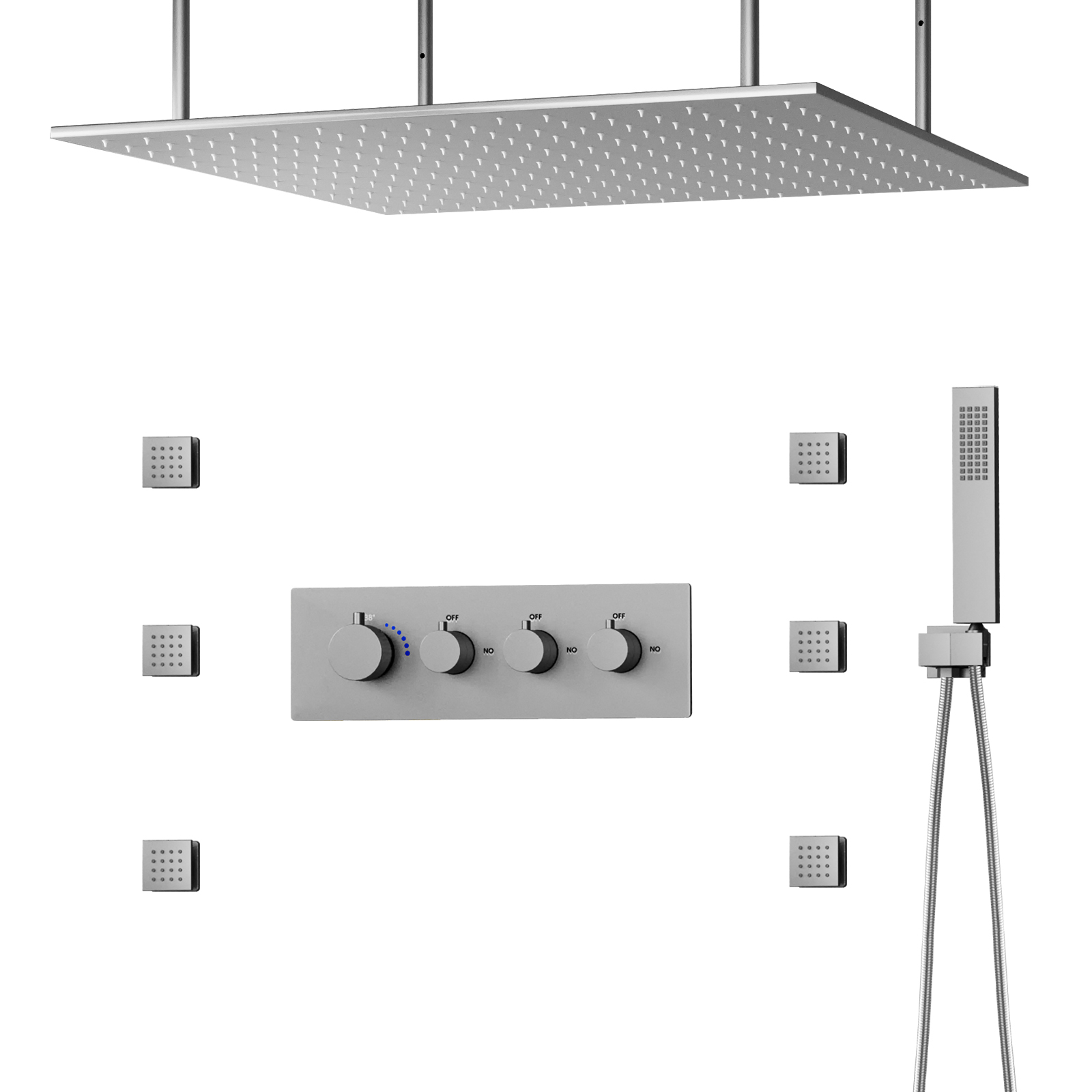 Termostato de ducha de lluvia, sistema de ducha Led multifunción, juego de licuadora, juego de grifo de ducha