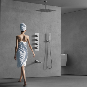 Juego de mezclador de ducha con Panel de montaje en techo, conjunto combinado de ducha mezclador de lluvia de lujo para baño, cabezal de ducha de lluvia con mano