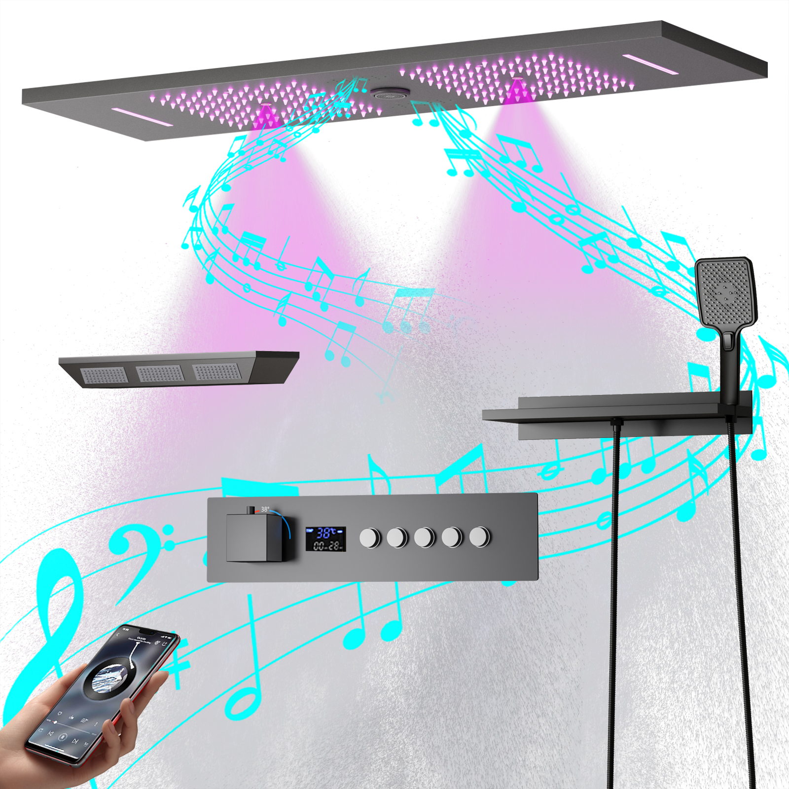 La tendencia de la ducha musical con pantalla digital LED de la nueva era
