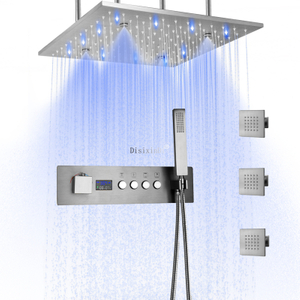 Nuevo Pantalla Digital LED temperatura constante ducha de baño de lluvia grande cuadrada de 16 pulgadas, cabezal de ducha LED, cabezal de ducha