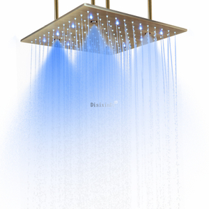 Cabezal de ducha de baño de estilo europeo, 400x400mm, temperatura del agua, ducha LED, niebla de lluvia oculta, cabezal de ducha que cambia de Color