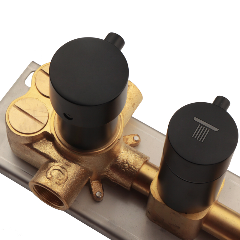 Válvula de ducha negra termostática multifunción para sistema de ducha grande, grifo mezclador de ducha de pared incorporado