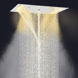 Grifos de ducha cromados pulidos 70X38 CM LED baño cascada lluvia atomizador burbuja masaje ducha