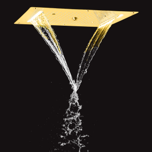 Mezclador de ducha pulido dorado 70X38 CM LED baño de lujo cascada lluvia atomizador burbuja Spa ducha