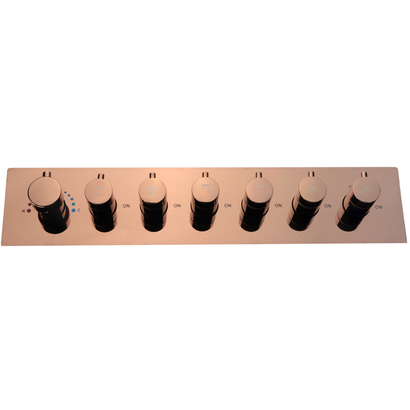 Mezclador de ducha de alto flujo oculto en la pared, termostático de oro rosa, interruptor de seis funciones, accesorios de ducha del cuerpo principal