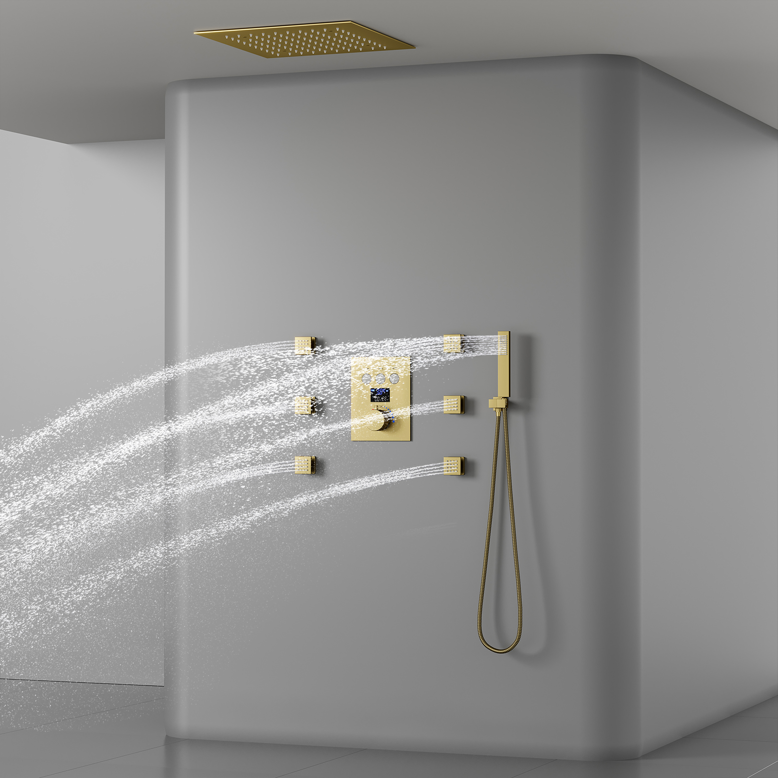 Accesorios de baño conjunto de cabezal de ducha pantalla Digital inteligente válvula de ducha Led grifo lluvia Spa ducha