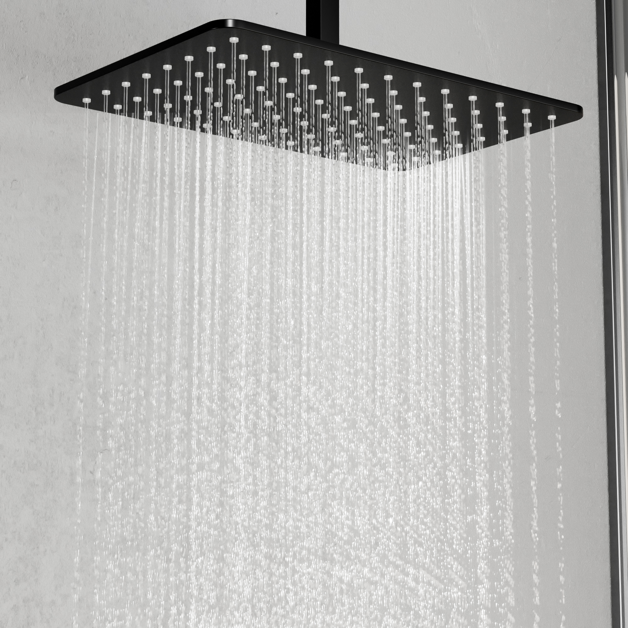 Sistema de ducha montado en la pared con cabezal rociador de ducha de lluvia y masaje corporal de 28x18