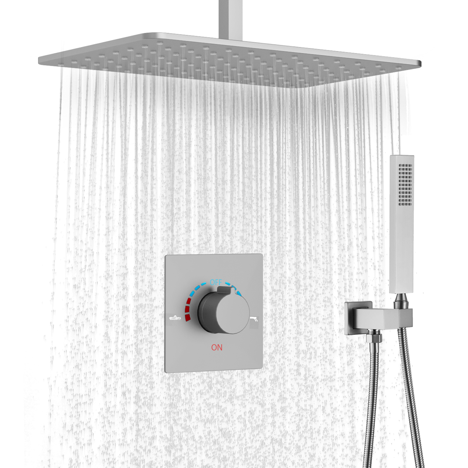 Sistema de ducha de lluvia cepillado moderno, juego de mezclador de ducha de baño de lluvia para Hotel Villa