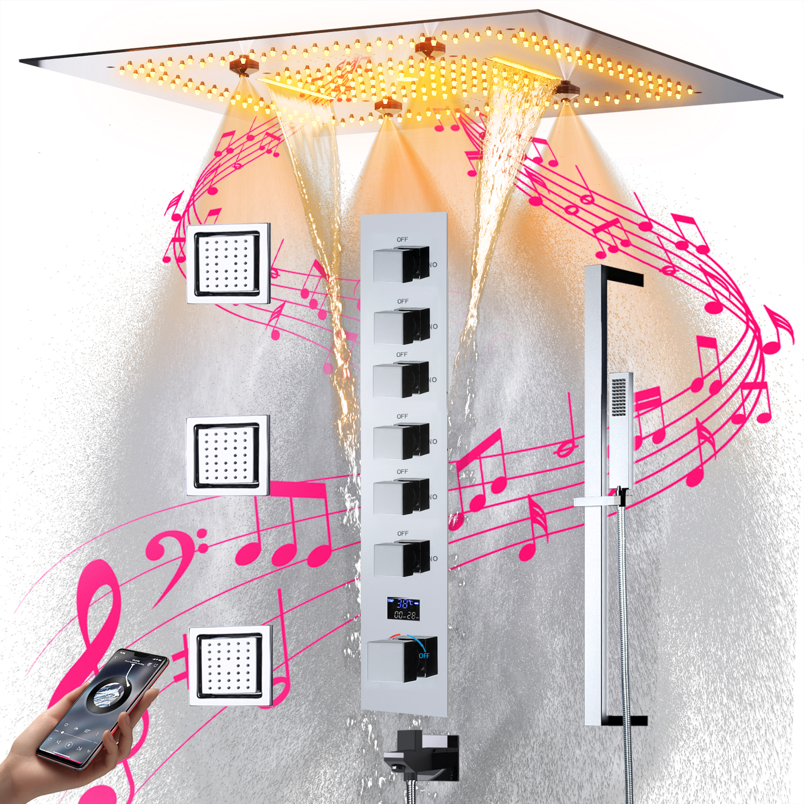 Presentamos el mejor cabezal de ducha LED Bluetooth