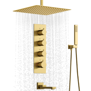 Moderno Sistema de ducha de baño de 3 funciones, bañera de 30x30cm, cabezal de ducha de lluvia, juego de cabezal de ducha de mano