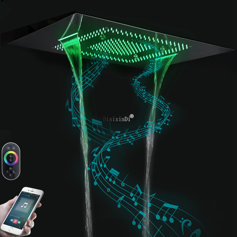 Cabezal de ducha con música para baño, luces LED, cabezal de ducha superior SUS 304, sistema de ducha integrado en el techo