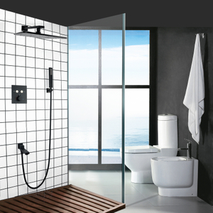 Juego de ducha negro mate, gran oferta, sistema de ducha de lluvia cuadrado para baño, grifo de bañera de mano combinado