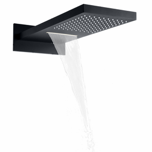 Cabezal de ducha negro mate de 50x23CM para baño, ducha de cascada bifuncional oculta montada en la pared