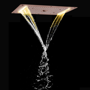 Alcachofa de ducha marrón 70X38 CM LED baño multifunción cascada lluvia atomizadora ducha de burbujas