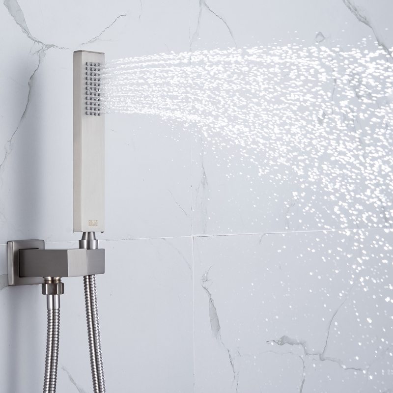 Juego de ducha cepillada Ducha de niebla de baño lujosa con control termostático LED de 14 x 20 pulgadas