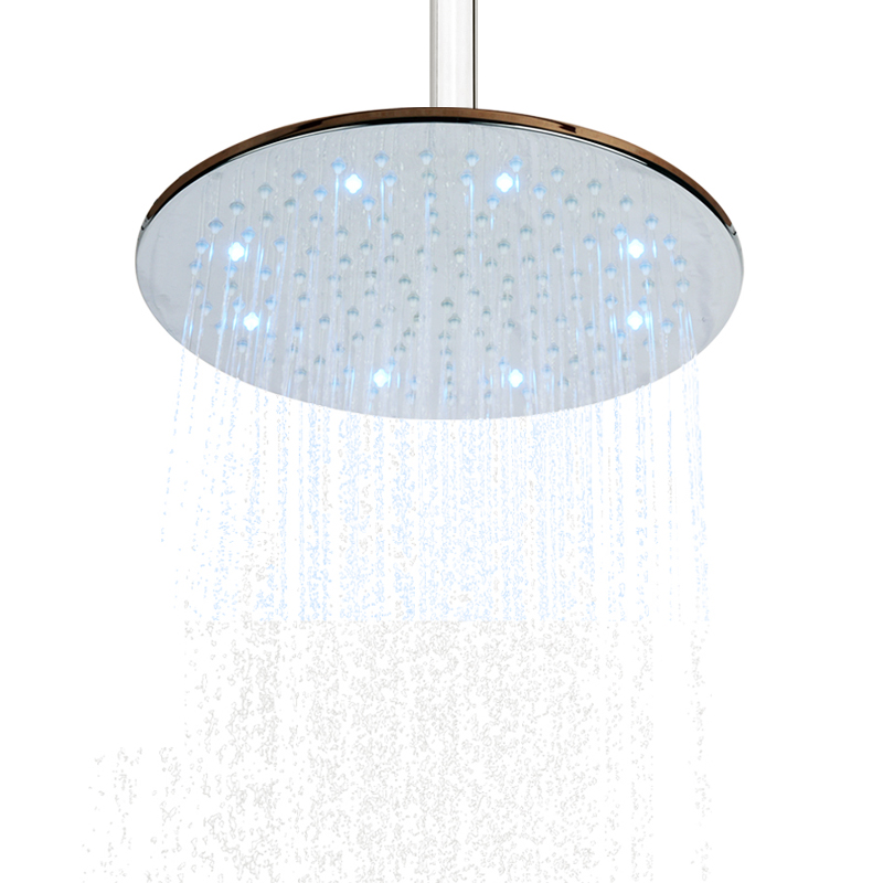 Cromo pulido 25X25CM cabezal de ducha LED 3 colores cambio de temperatura baño elevación ducha de gama superior lluvia