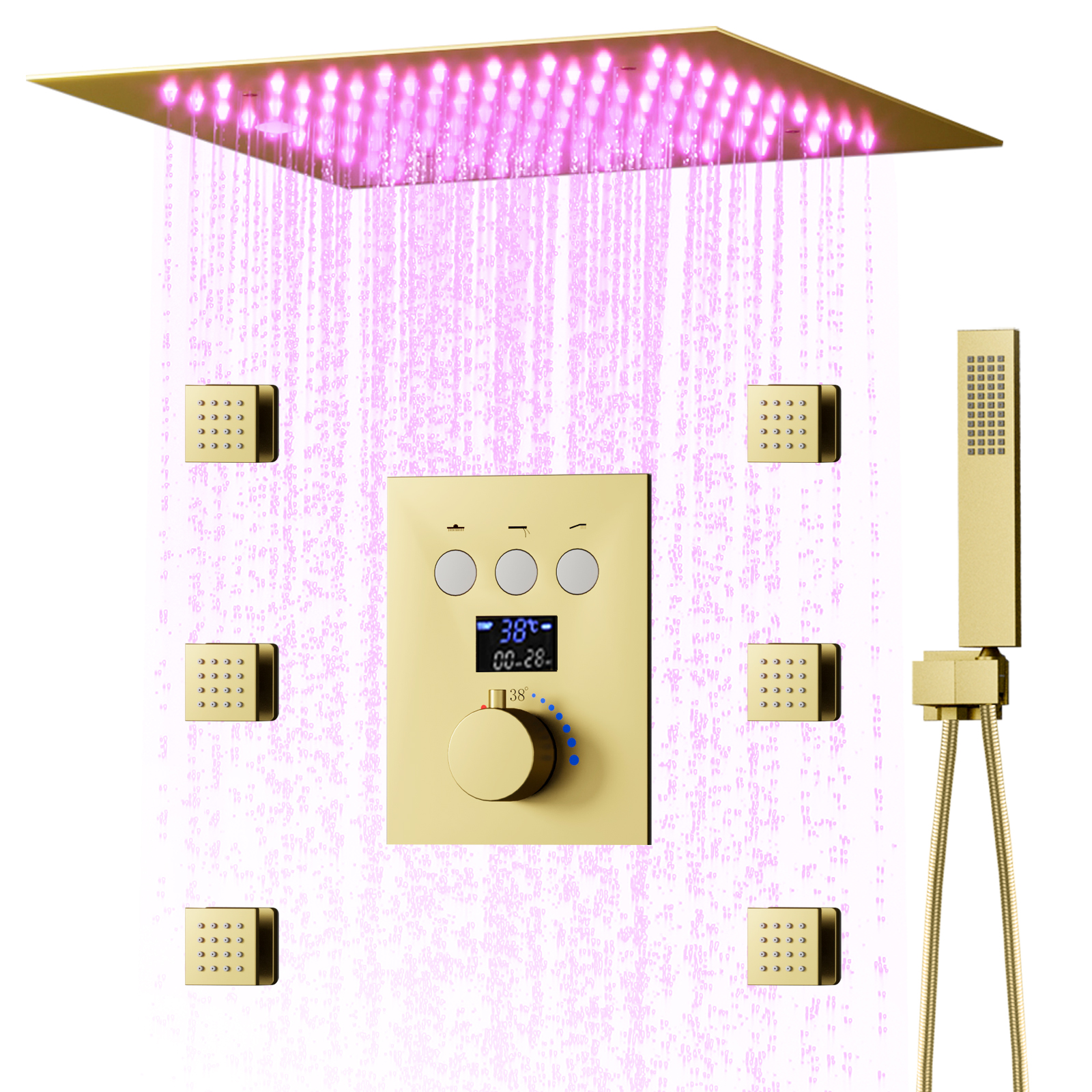 Accesorios de baño conjunto de cabezal de ducha pantalla Digital inteligente válvula de ducha Led grifo lluvia Spa ducha