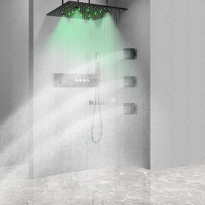 Juego de grifería de ducha con pantalla Digital LED de temperatura constante, cabezal de ducha LED de niebla de lluvia de 16 pulgadas para baño con chorro de masaje