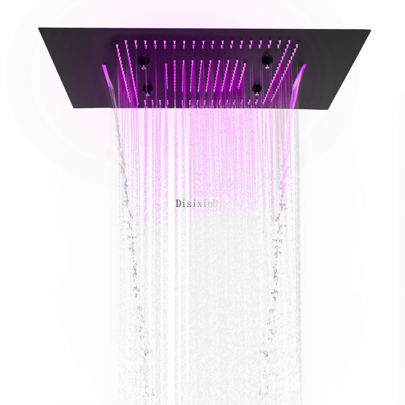 Cabezal de ducha LED en cascada con altavoces musicales, ducha de lluvia en el techo de 600x800mm, mezclador de ducha de baño con masaje en cascada