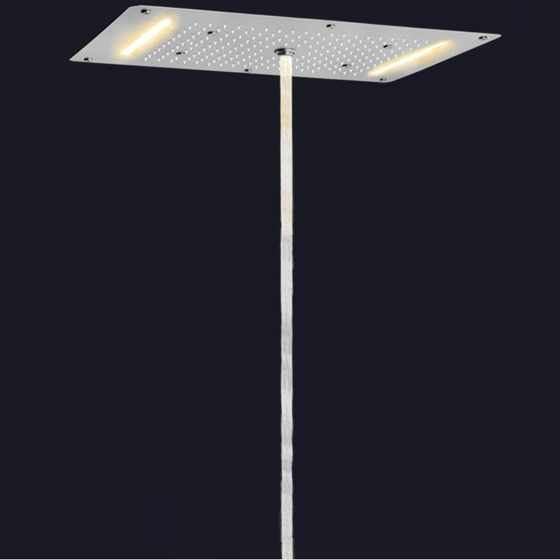 Níquel cepillado 70X38 CM baño LED grifos de ducha empotrar techo multifunción ducha cascada lluvia