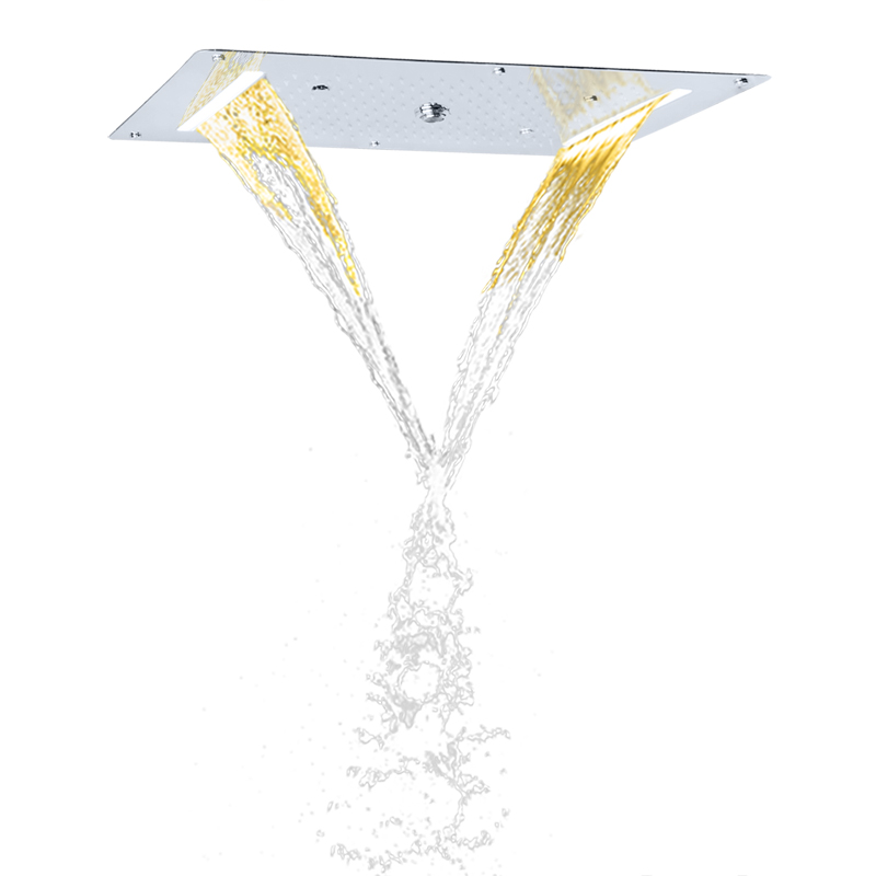 Grifos de ducha cromados pulidos 70X38 CM LED baño multifunción ducha cascada lluvia atomización burbuja