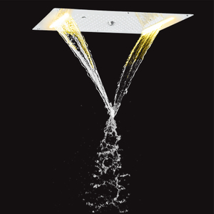 Grifos de ducha cromados pulidos 70X38 CM LED baño multifunción ducha cascada lluvia atomización burbuja